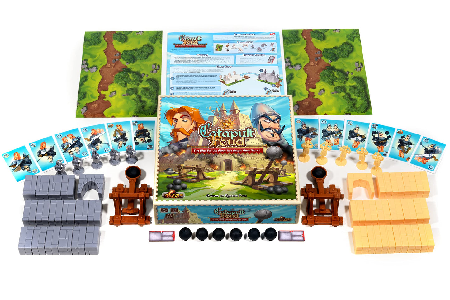 Vesuvius Media Catapult Kingdoms Board Game (KICKSTARTER limited availability) Ready  aim  Launch The catapults - Knock Down All Your opponent's Troops to Win