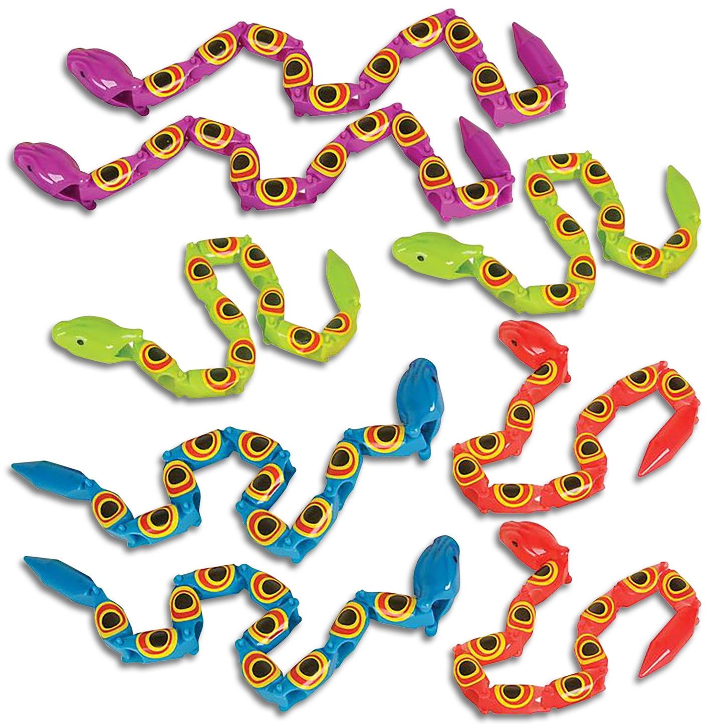 Artcreativity 15 Inches Wacky Wiggly Jointed Snake - Set Of 12, Long Plastic Snakes Toys - Great Party Favor - Fidget Toy For Kids, Gift Idea For Boys And Girls, Carnival Prize - Sensory Toy