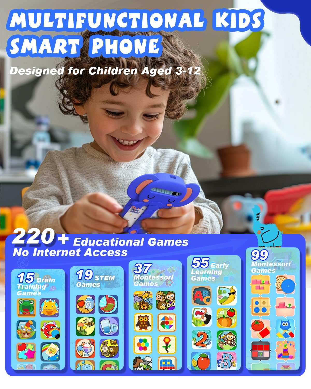 Momilla Kids Toys Phone For 3 4 5 6 7 Years Old, 3.97'' Touchscreen Christmas Birthday Gifts, Toddler Toys Phone With Music Play