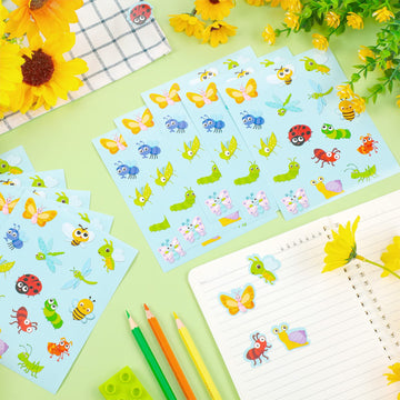Frienda 480 Pcs Buggy For Bugs Shape Stickers For Kids Bee Ladybug Spring Butterfly Dragonfly Grasshopper Ant Snail Stickers For Spring Theme Party Classroom
