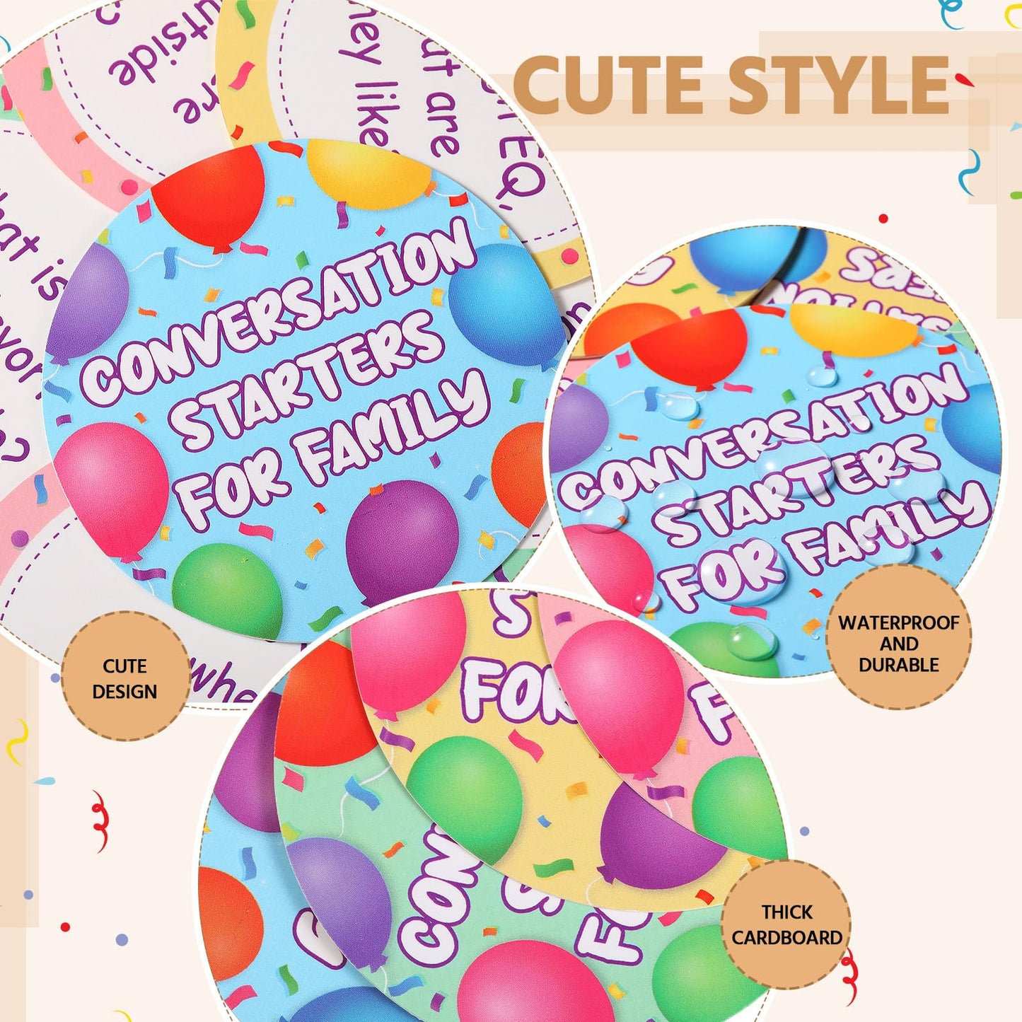 Pasimy 100 Pcs Family Conversation Cards Bulk Kids Question Card Games Fun Conversation Starters Cards Game for Kid mature-themed Family Road Trips Build Parent Child Relationship