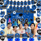 Graduation Decorations Class Of 2024, Congrats Grad Banner, Class Of 2024 Backdrop, Balloons & Hanging Swirl, Honeycomb Party Su