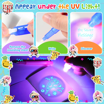 Joycover Invisible Ink Pen With Uv Light For Kids, Party Favors For Kids 4-6 8-12, 12Pcs Spy Pen Classroom Prizes School Supplie