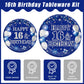 Kepeel 96Pcs 16Th Birthday Party Tableware Set, Blue And Silver Happy 16Th Birthday Party Decorations Supplies For Boys Girls 16