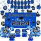 Graduation Decorations Class Of 2024, Congrats Grad Banner, Class Of 2024 Backdrop, Balloons & Hanging Swirl, Honeycomb Party Su