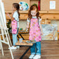 Popologa Kids Apron Doughnuts For Girls Boys Painting Cooking Kitchen Toddler Waterproof Aprons Art Smock Supplies With Pockets-