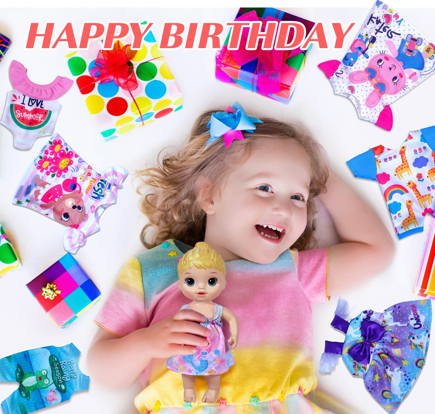 Alive Baby Clothes, 7 Sets Baby Doll Clothes Accessories Dress Swimsuit Outfit For 10-12 Inch Dolls Girls Birthday Xmas