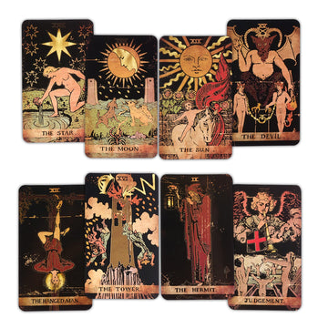 CRAFTERIAN Tarot Cards, 78-Card Deck in Black, Beginner & Expert Friendly with Guide Book & Gift Bag, Fortune Telling & Divination Tools