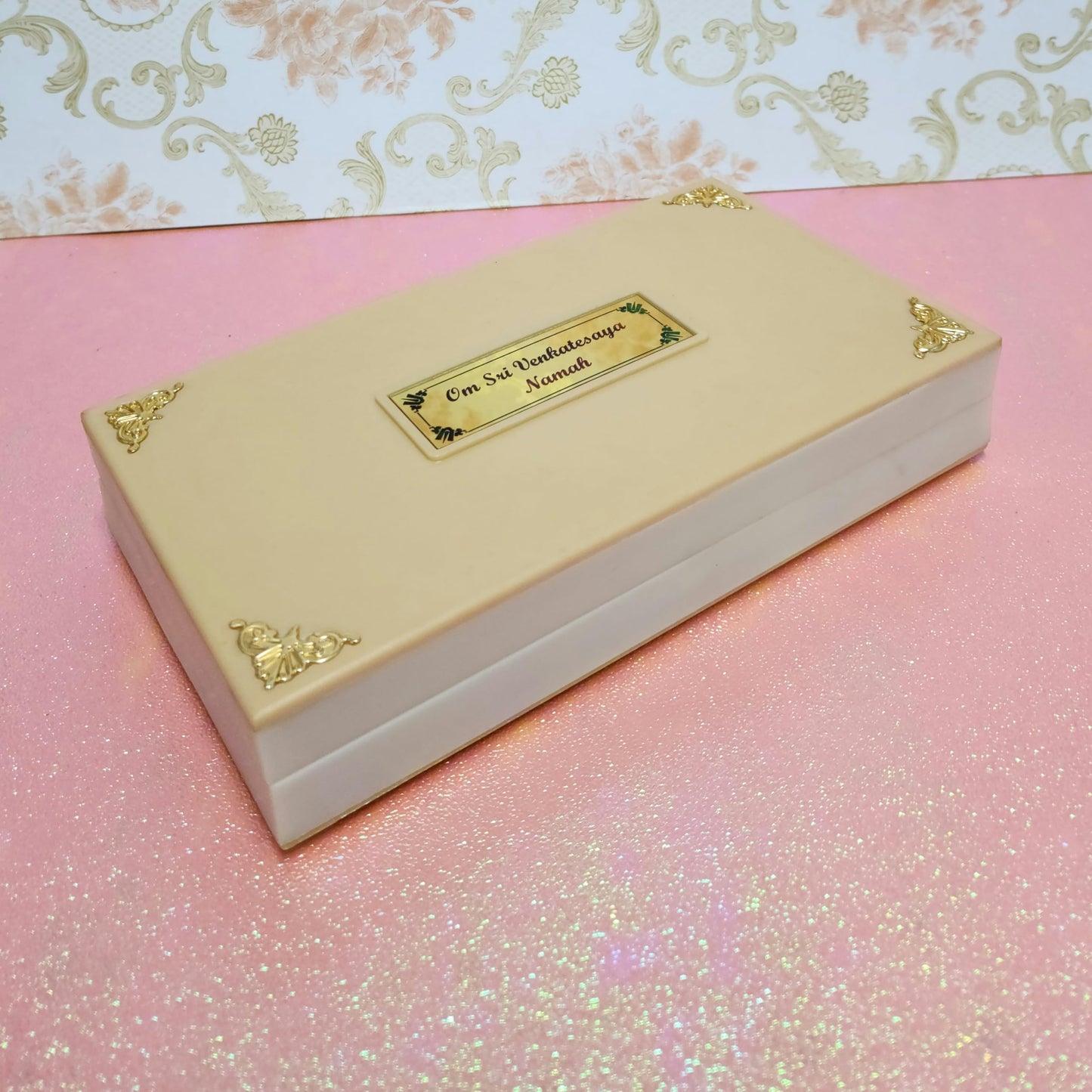 ARNAVIRA Tirupati Balaji Gold Plated Frame with Charan Paduka Pocket Temple for House Warming Gifts Return Gift Diwali Gift Puja