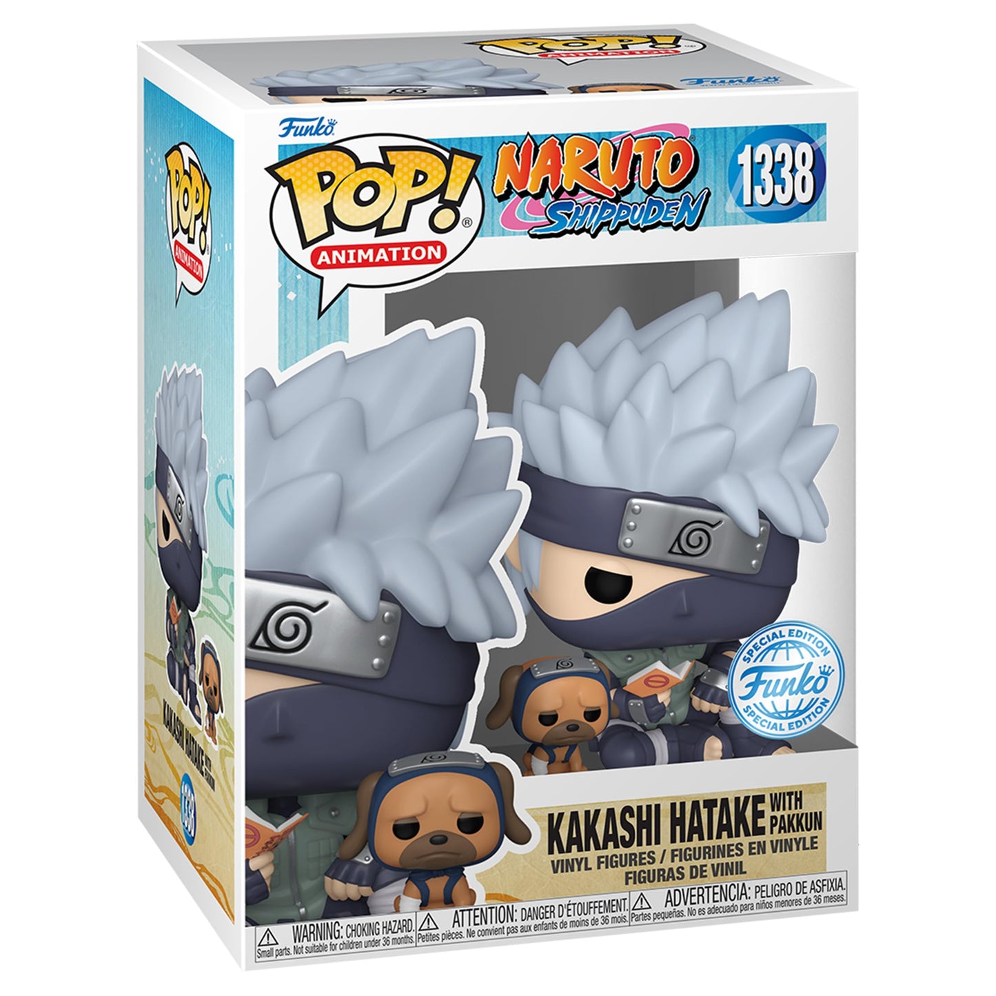 Funko Pop Naruto Shippuden: Naruto Uzumaki Kurama Link Mode Figure, Special Edition, Vinyl, Multicolor, Kakashi with Pakkun, Model 266102