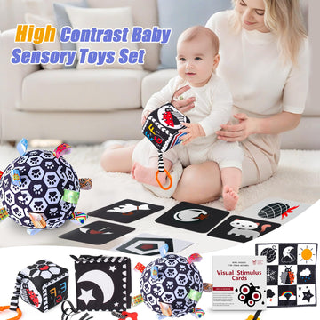 Black And White Baby Toys, High Contrast Newborn Toys 3-6 Months Brain Development, Tummy Time Toys, Infant Sensory Toys 0-6-12