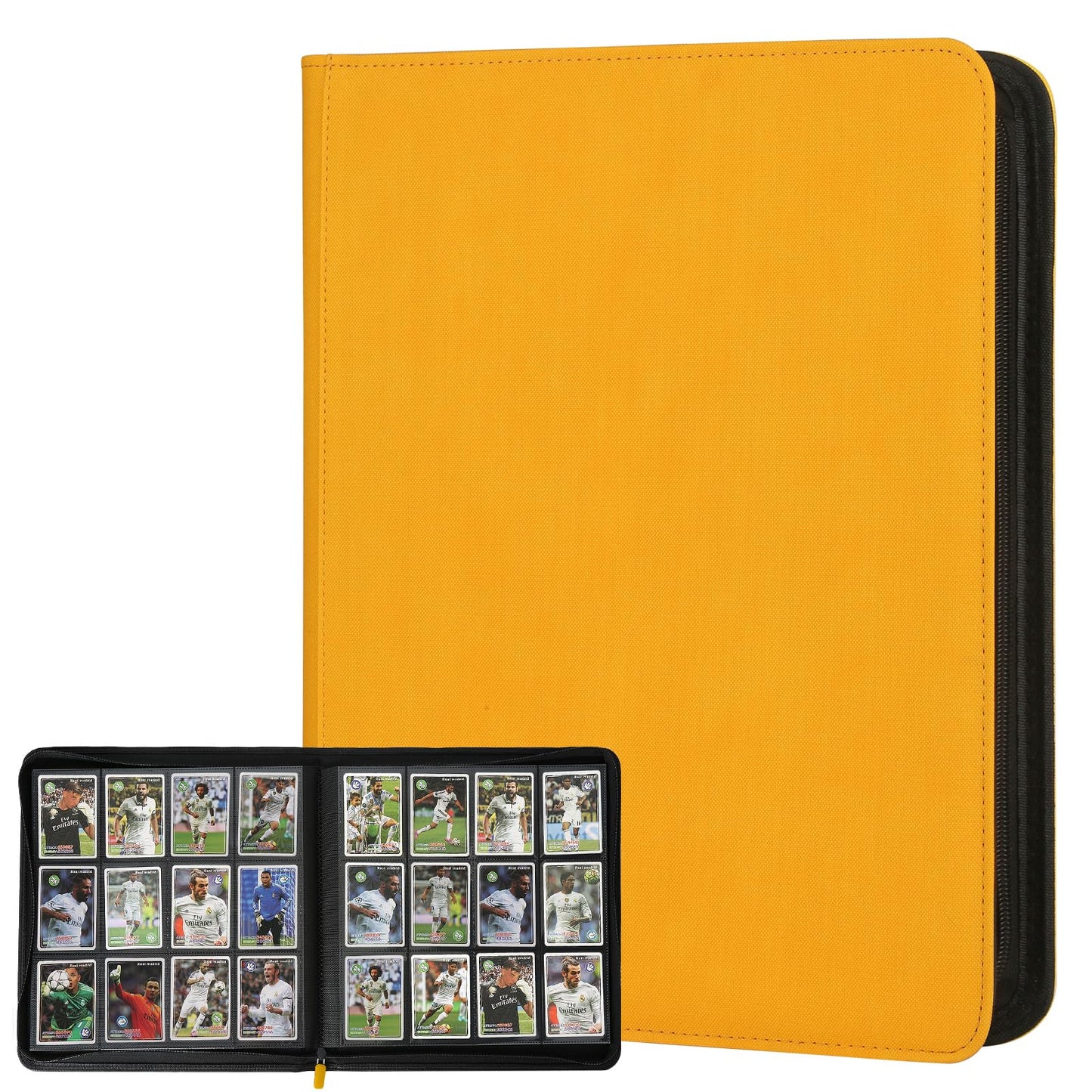 Trading Card Binder 12 Pocket  GERMUN PU Cover Card Binder for 720 Cards  enhanced Trading Card Holder Folders  Double Sided Pocket Card Album for MTG  TCG (Yellow)