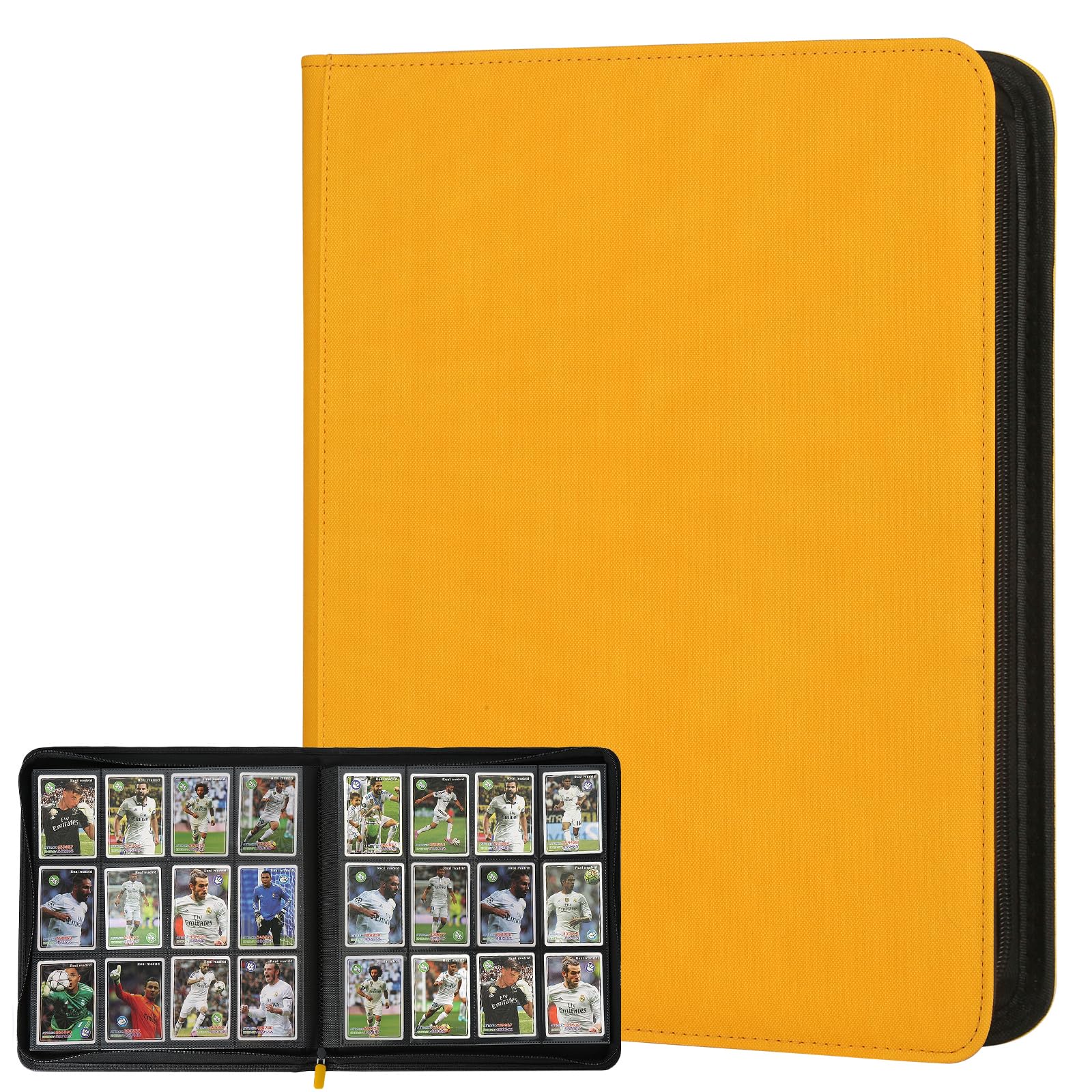 Trading Card Binder 12 Pocket  GERMUN PU Cover Card Binder for 720 Cards  enhanced Trading Card Holder Folders  Double Sided Pocket Card Album for MTG  TCG (Yellow)