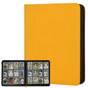 Trading Card Binder 12 Pocket  GERMUN PU Cover Card Binder for 720 Cards  enhanced Trading Card Holder Folders  Double Sided Pocket Card Album for MTG  TCG (Yellow)
