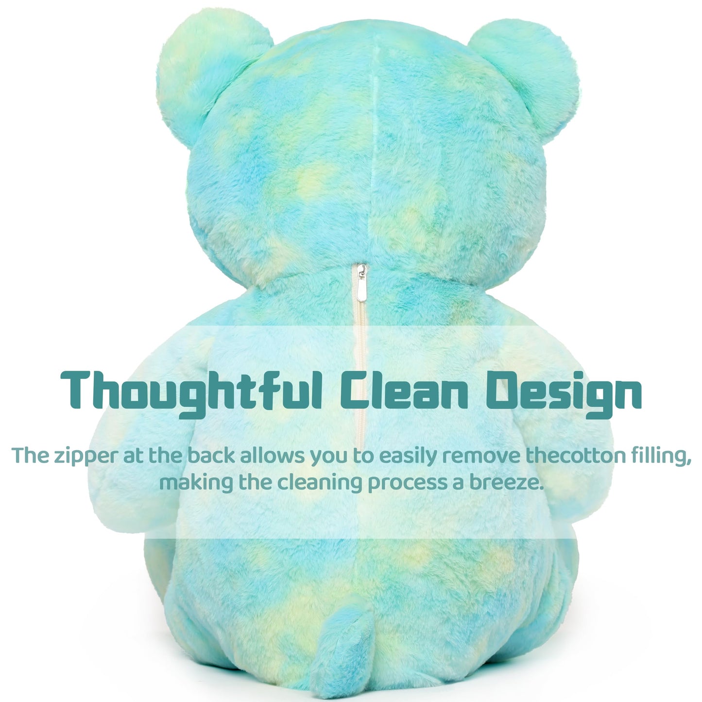 Tezituor 40in Rainbow Green Giant Teddy Bear Plush Stuffed Animal for Baby Shower, Valentine's, Christmas, Birthday Gifts