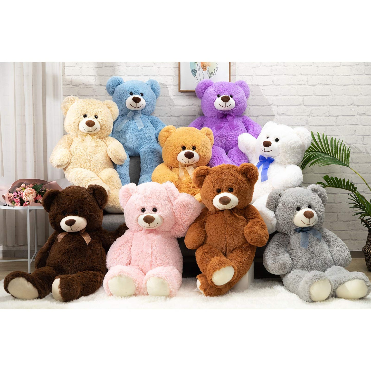 Hollyhome Big Teddy Bear Large Teddy Bear Stuffed Animal Birthday Valentines Day Plush For Kids And Girlfriend 36 Inch Gray