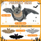 Tezituor Goth Bat Stuffed Animals Set - 32" Gray Plush Toy with 3 Cute Babies, Perfect for Halloween & Christmas Gifts