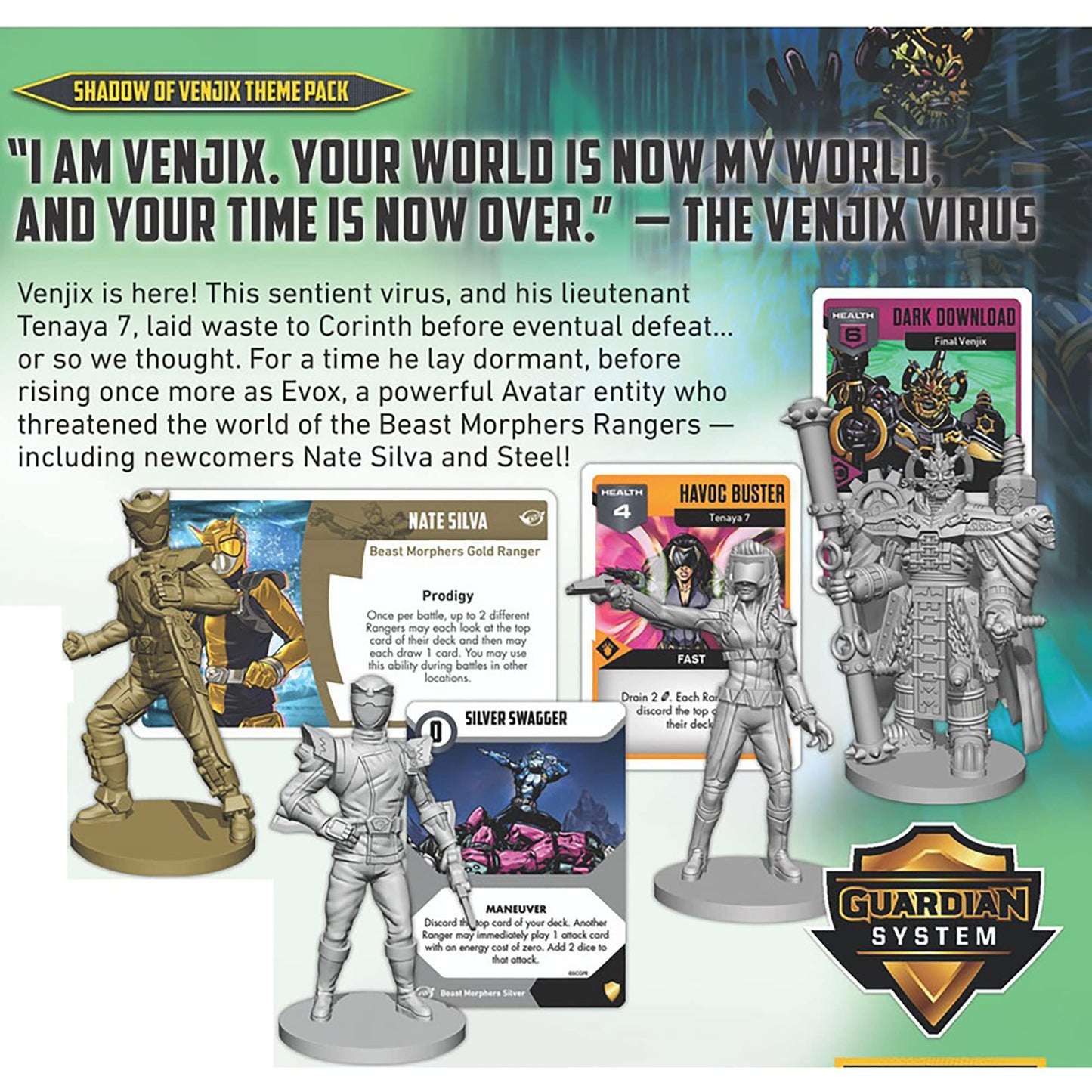 Renegade Game Studios Power Rangers Heroes Of The Grid: Shadow Of Venjix Theme Pack - Expansion, New Cards & Bosses, Renegade Game Studios, Rpg For 2-5 Players, 45-60 Mins, Ages 14+