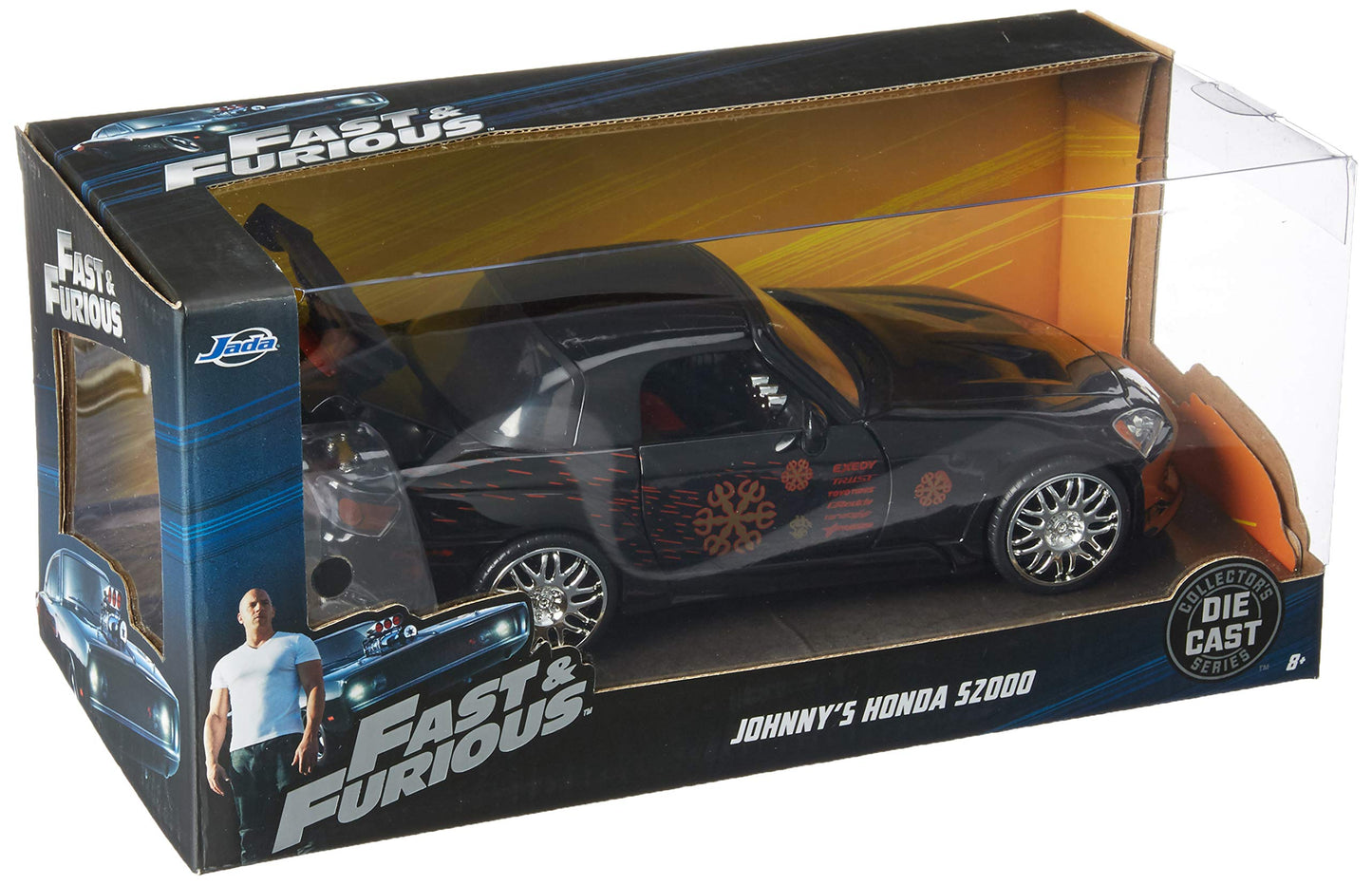 Jada Toys Fast & Furious 1:24 Johnny'S Honda S2000 Die-Cast Car, Toys For Kids And Adults, Black