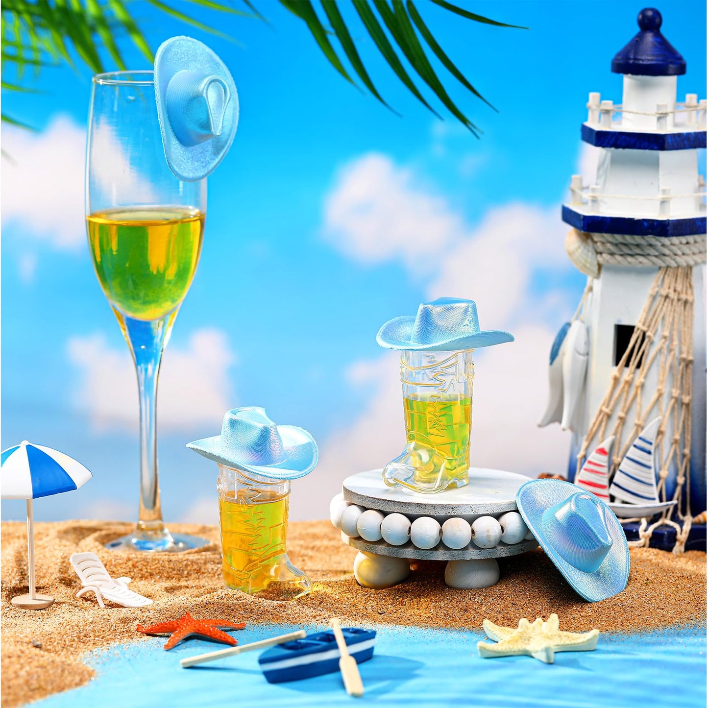 Vesici 20 Pcs Mini Neon Cowgirl Hat Western Cowboy Cowgirl Hat Boot Shot Glass Disco Party Supplies