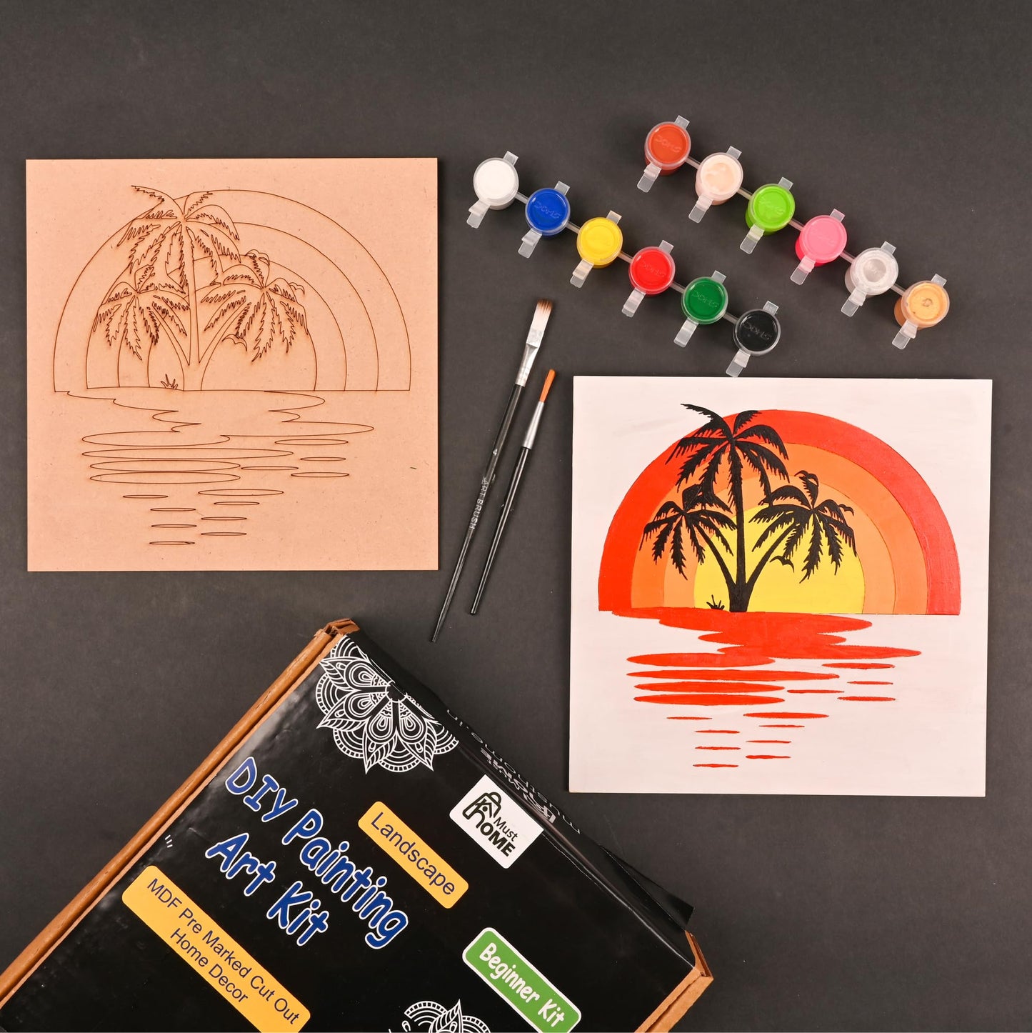 Musthome | Diy Wood Paint Kit For Kids | Wooden Mandala Paint Kit | Craft Kit For Kids 612 | Diy Paint Set | Gift For Kids | Md