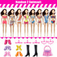 29 Pieces Doll Clothes And Accessories For 11.5 Inch Girl Dolls Outfit Including 5 Tops, 5 Pants, 3 Dresses, 2 Fashionable Dresses, 2 Swimwear, 6 Pairs Of Shoes, 1 Bag, 5 Hangers