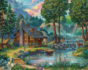 Vermont Christmas Company 1000 Piece Jigsaw Puzzle - House by The Lake, Puzzle Board