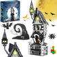 Pleysyncz Halloween Haunted Mansion House Building Kit, Before Christmas Building Blocks Set With Glowing Lighting, For Fans And