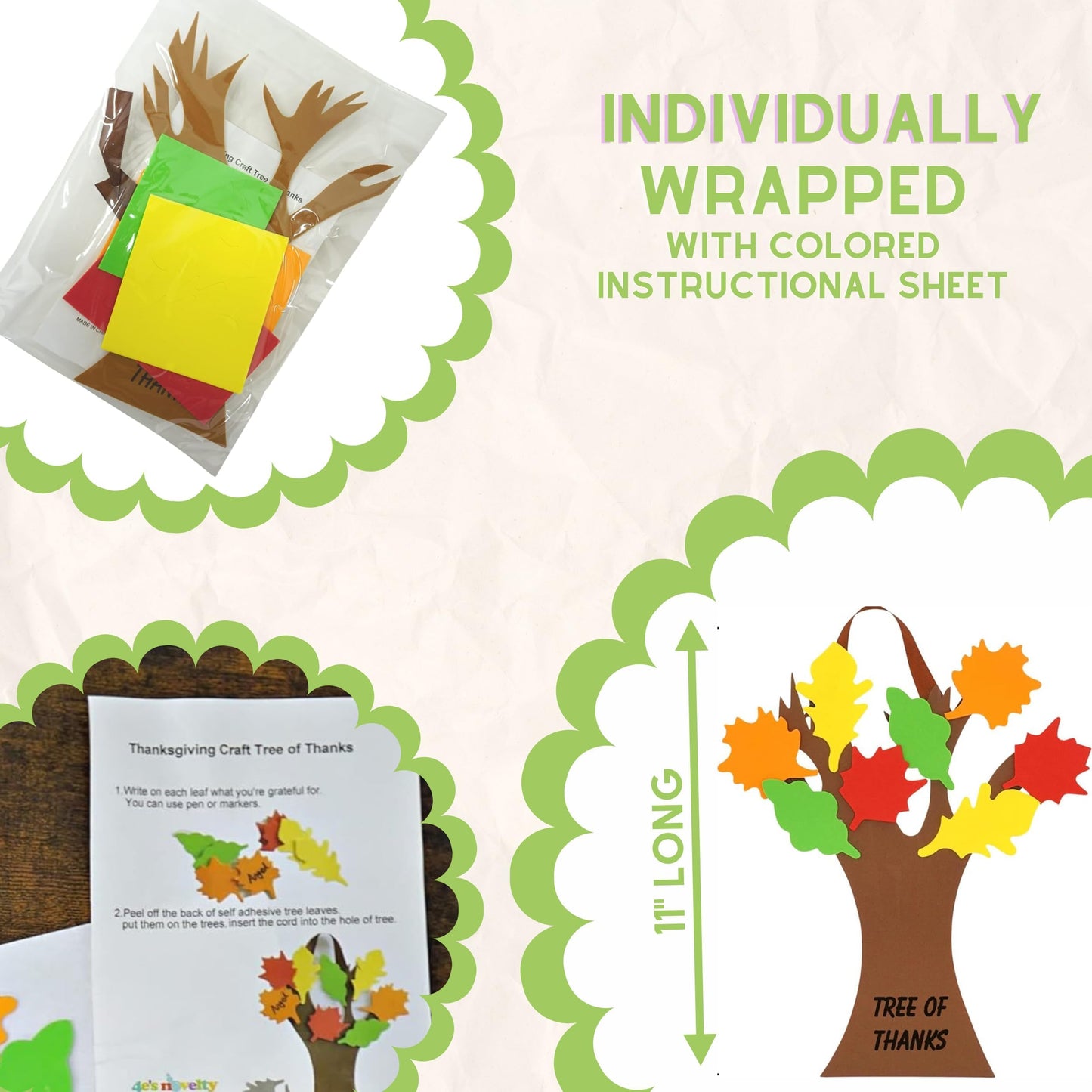 4Es Novelty Tree Craft Kit 4-Pack, Foam, Self-Adhesive - 11    Thanksgiving Craft, Ideal for Fall Crafts for Kids Perfect Grati