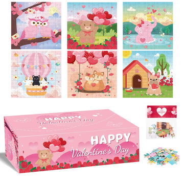 Valentine Day Gifts For Kids,24 Pack Puzzles Valentines Cards For Kids Classroom School,Valentine Party Favors For Boys Girls,Ki