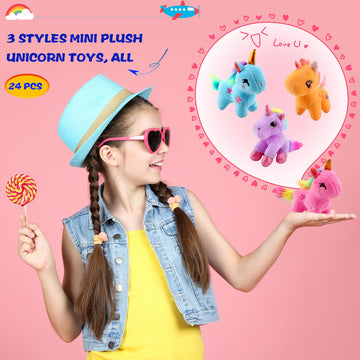 24 Pack Mini Stuffed Unicorn Animal Toys Bulk Cute Small Plush Unicorn Rainbow Tuffed Unicorn For Christmas Easter Wedding Birth