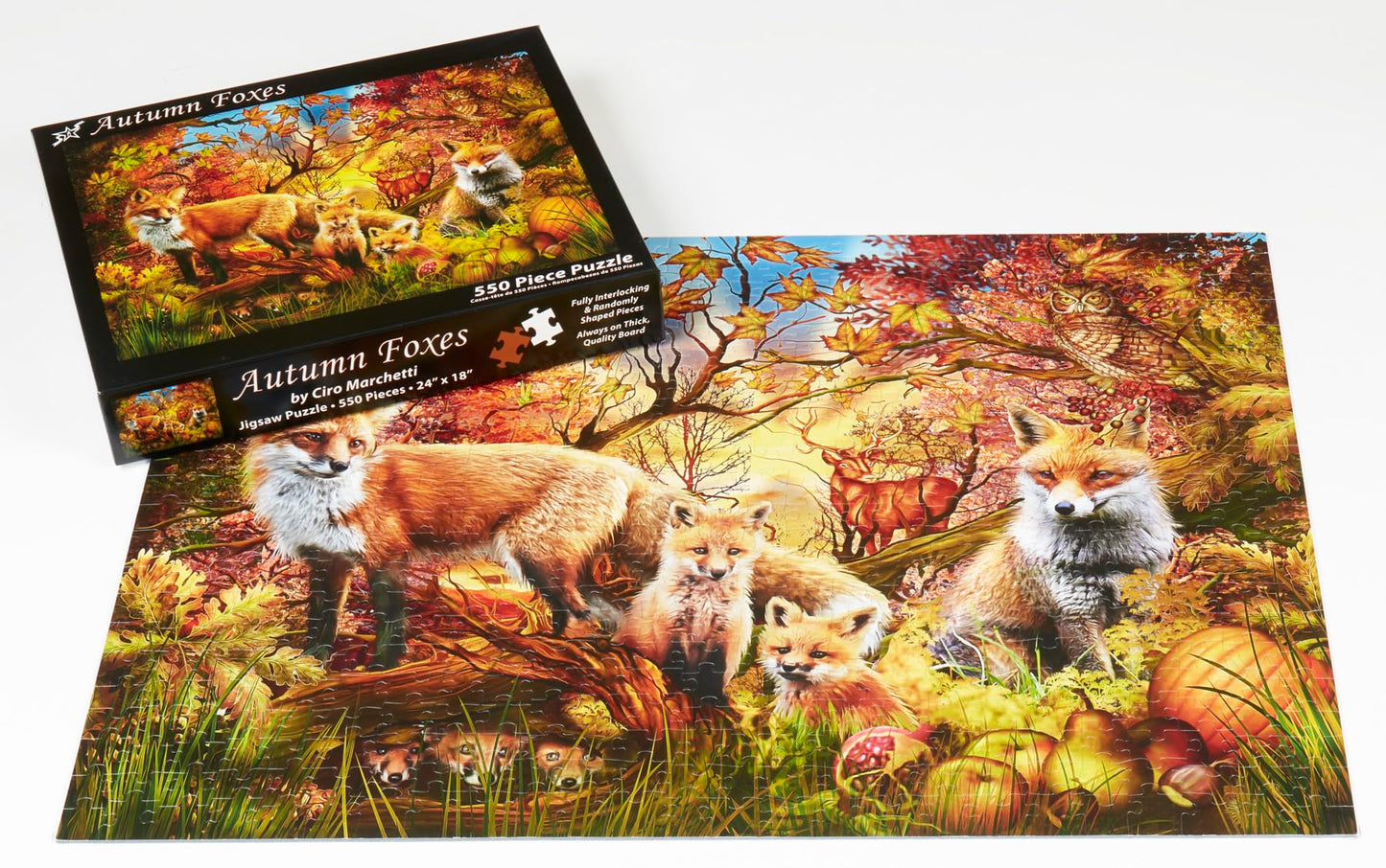 Vermont Christmas Company Autumn Foxes Jigsaw Puzzle 550 Piece