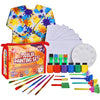 J MARK 38-Piece Toddler Paint Set, Includes Washable Tempera Paint, Art Smock, Painting Paper, Brushes, Tools