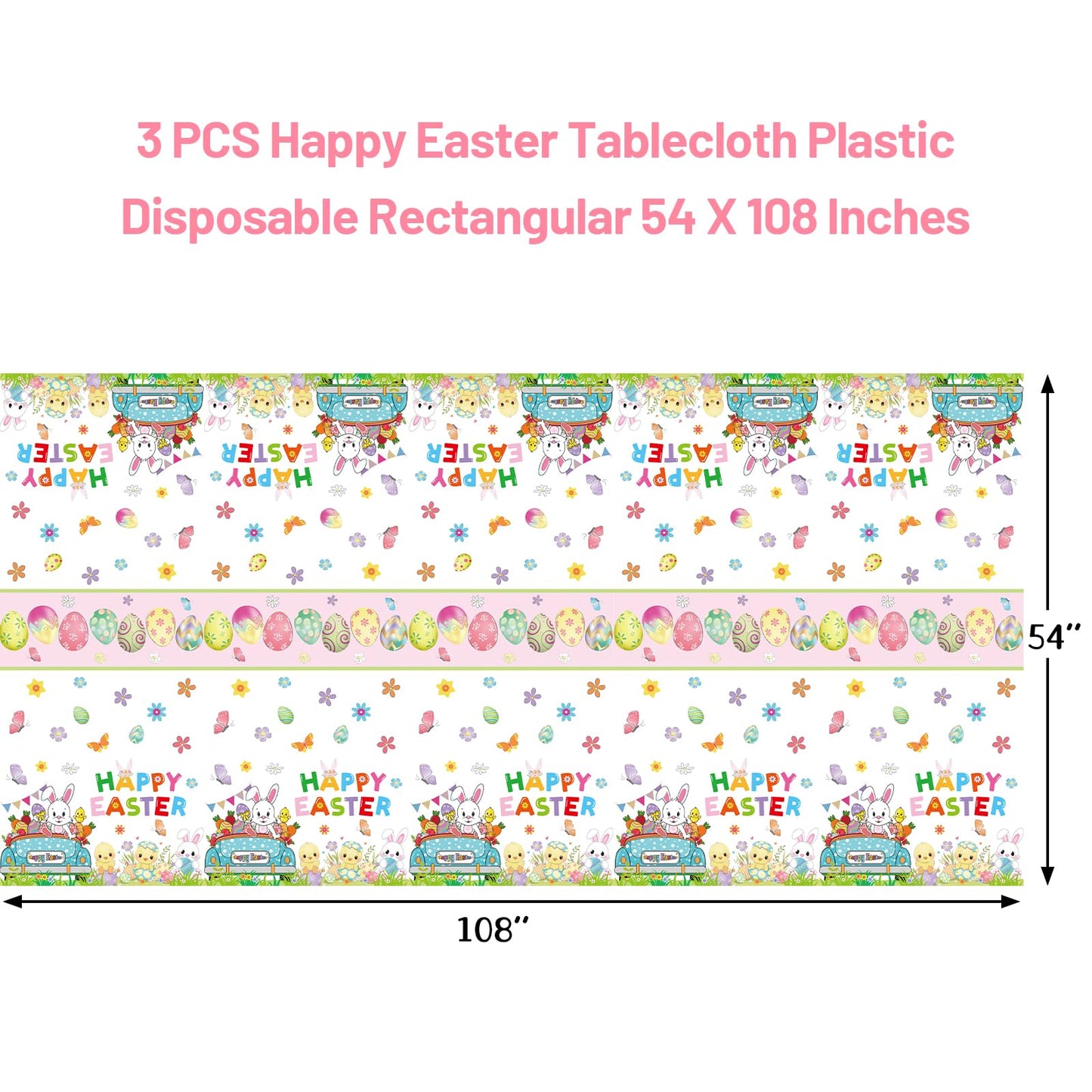 ceiba tree Easter Tablecloths Disposable Plastic 3 PCS Tablecloth Spring Party Supplies Table Decorations Decor 108 X 54 inch