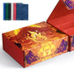 Uaono Card Storage Box For Mtg, Trading Card Deck Box Holds 1800+ With 6 Dividers, Leather Printing Magnetic Closure Card Storage Case Fits Tcg Ccg Sports Cards (Red, Flame)