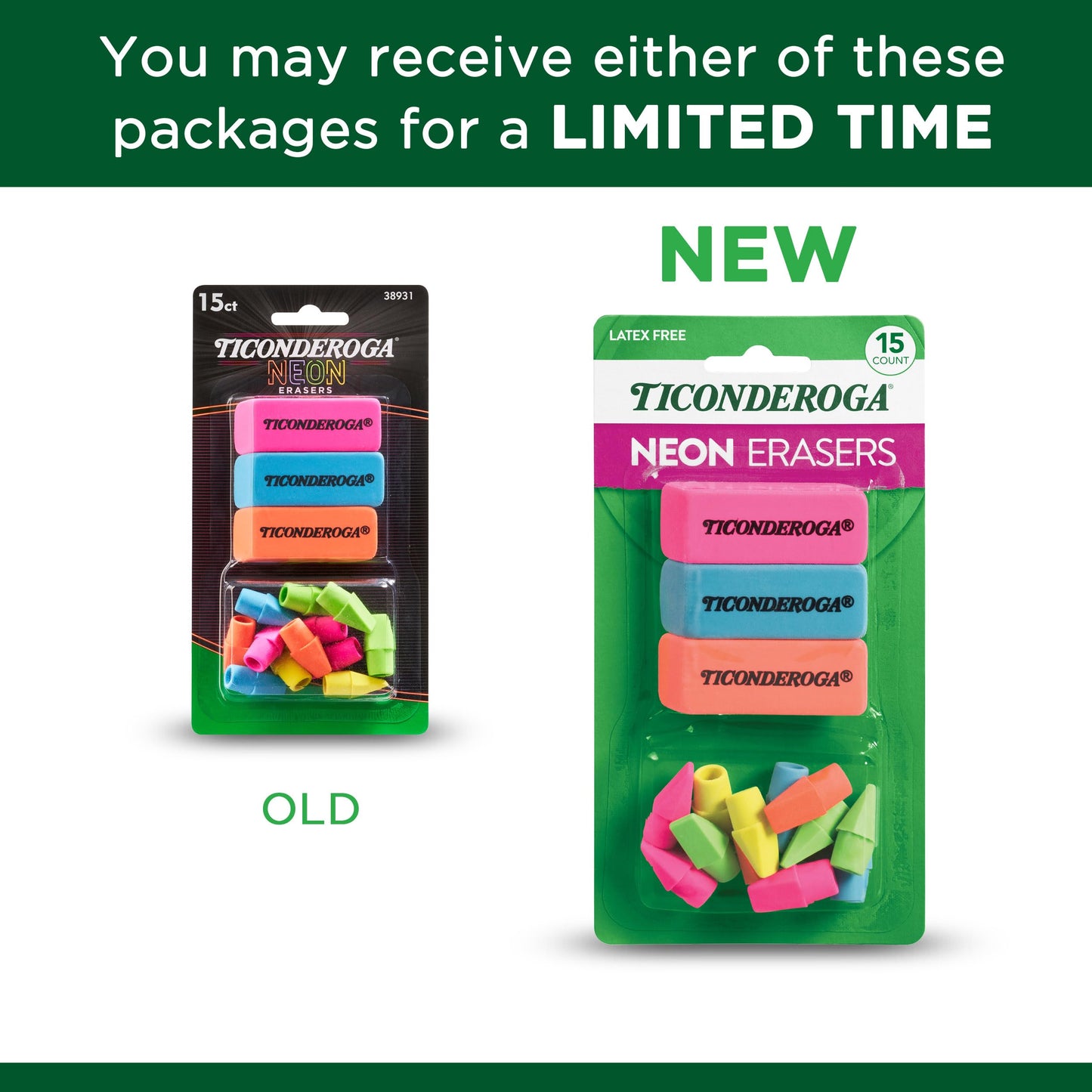 Dixon Ticonderoga Office & School Eraser Combination Set, 15 Eraser Multi-Pack, Multicolored (38931)