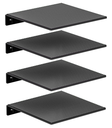 GALVANOX Display Shelves for Toy Building Bricks  Wall Mounted Shelf with 10 Inch Removable Baseplate  Black (4 Pack)