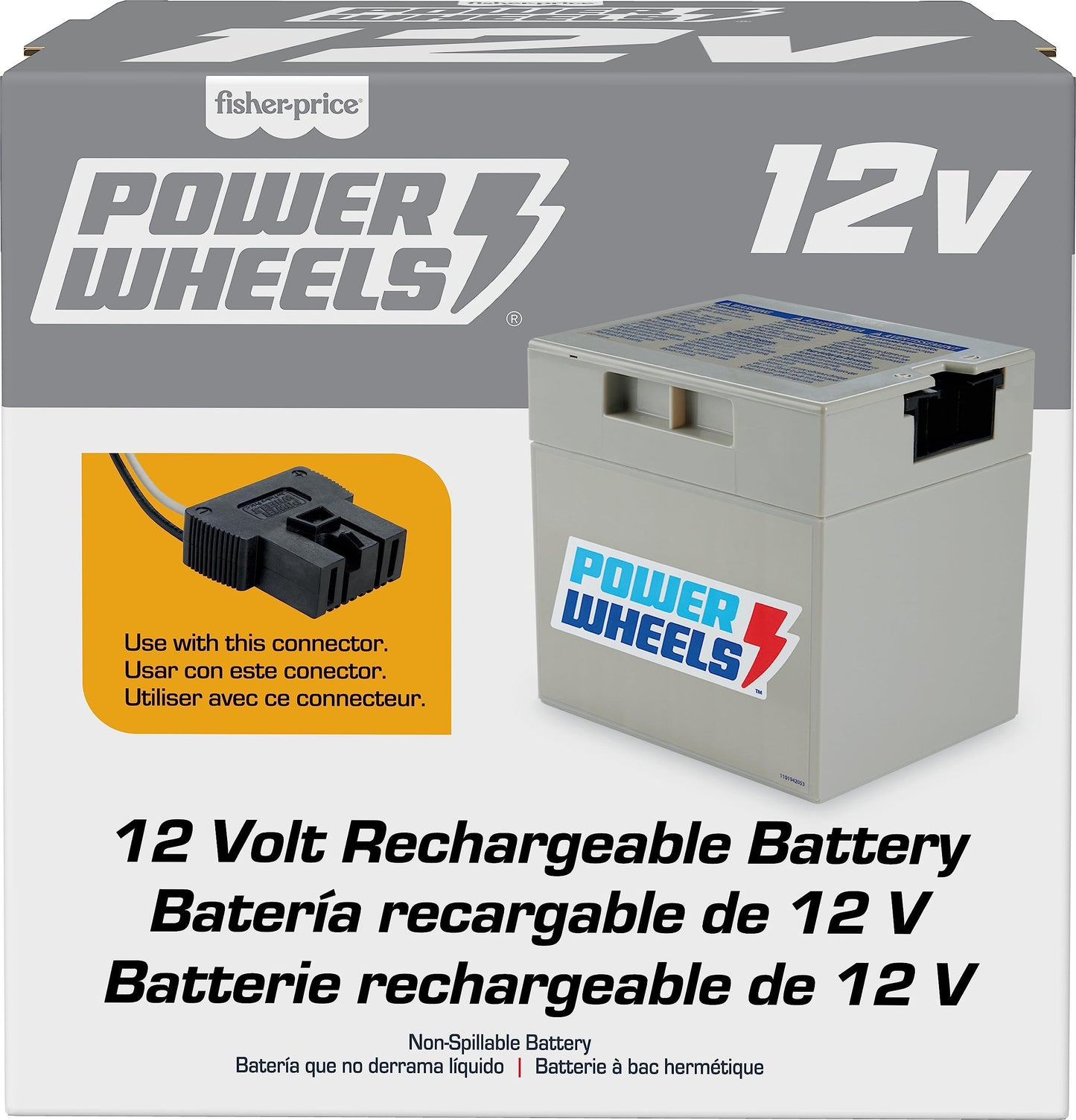 Power Wheels 12-Volt Ride-On Toy Replacement Battery, 12-Ah, Multicolor, Model G5894