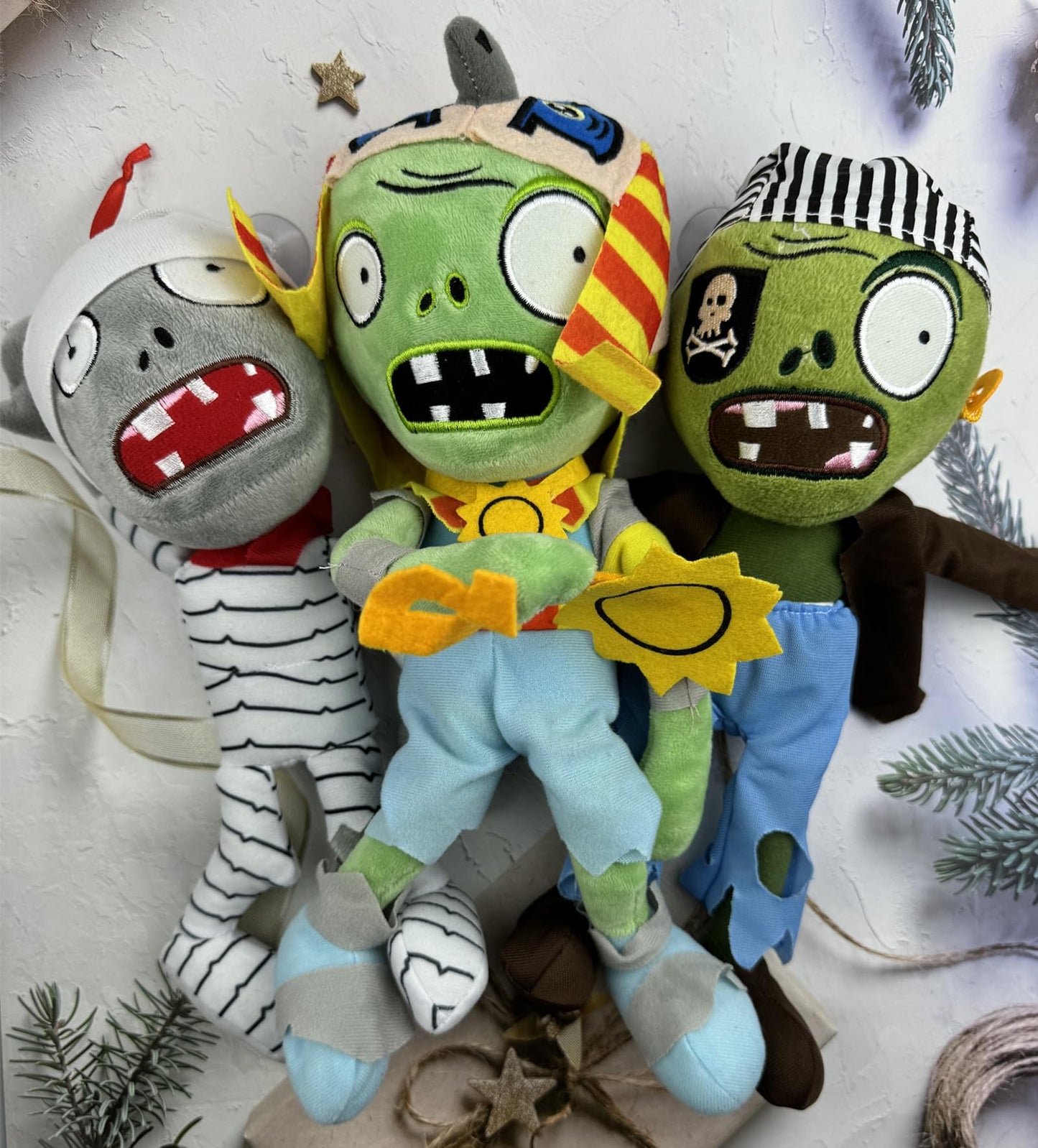 Jhesao 3Pcs Pvz Plushies Plants And Zombies Plush Pirate Zombie Toys Normal Zombies Ra Zombie Pvz 1 2 Stuffed Soft Doll Mummy Zombies New