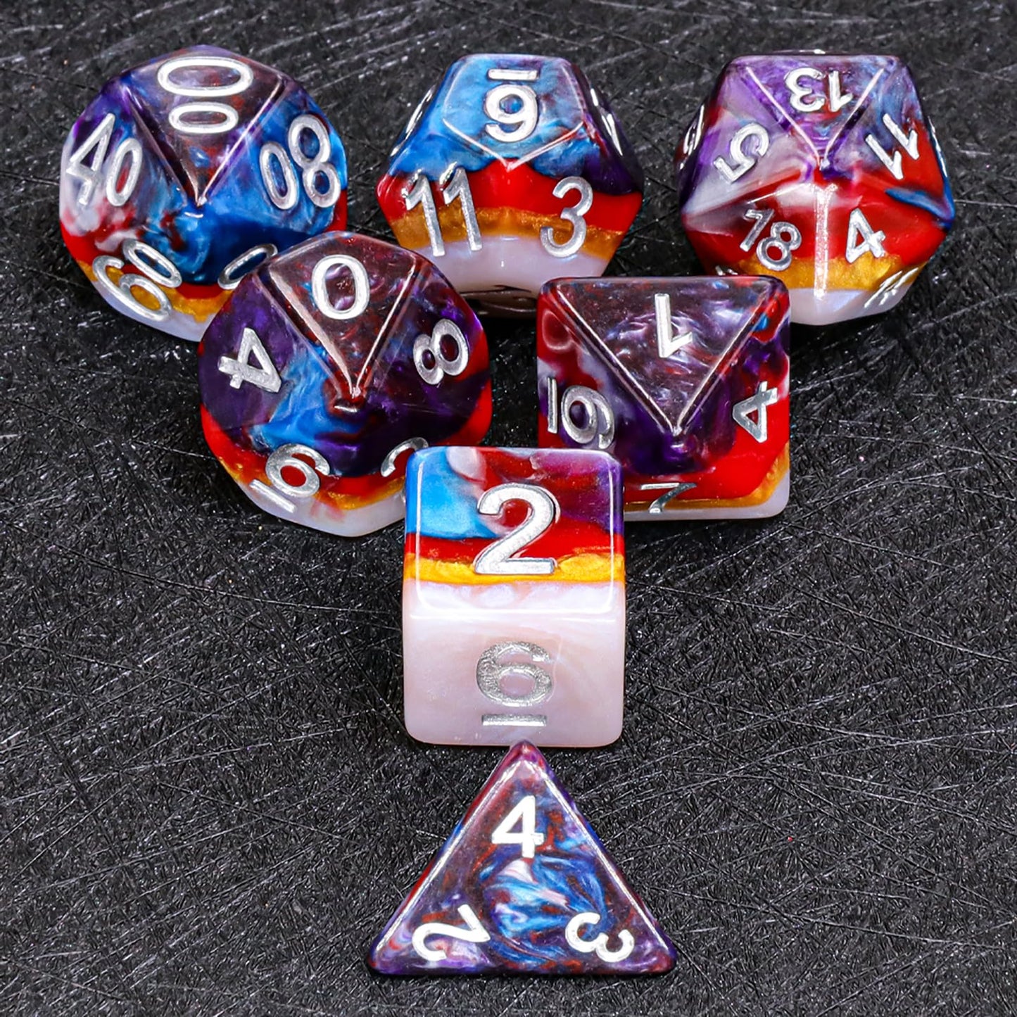 DND Dice Set, Solid Hierarchical Polyhedral Die,Colour Resin Dice Game Dice for D&D Dungeons and Dragons RPGs Role Playing Table