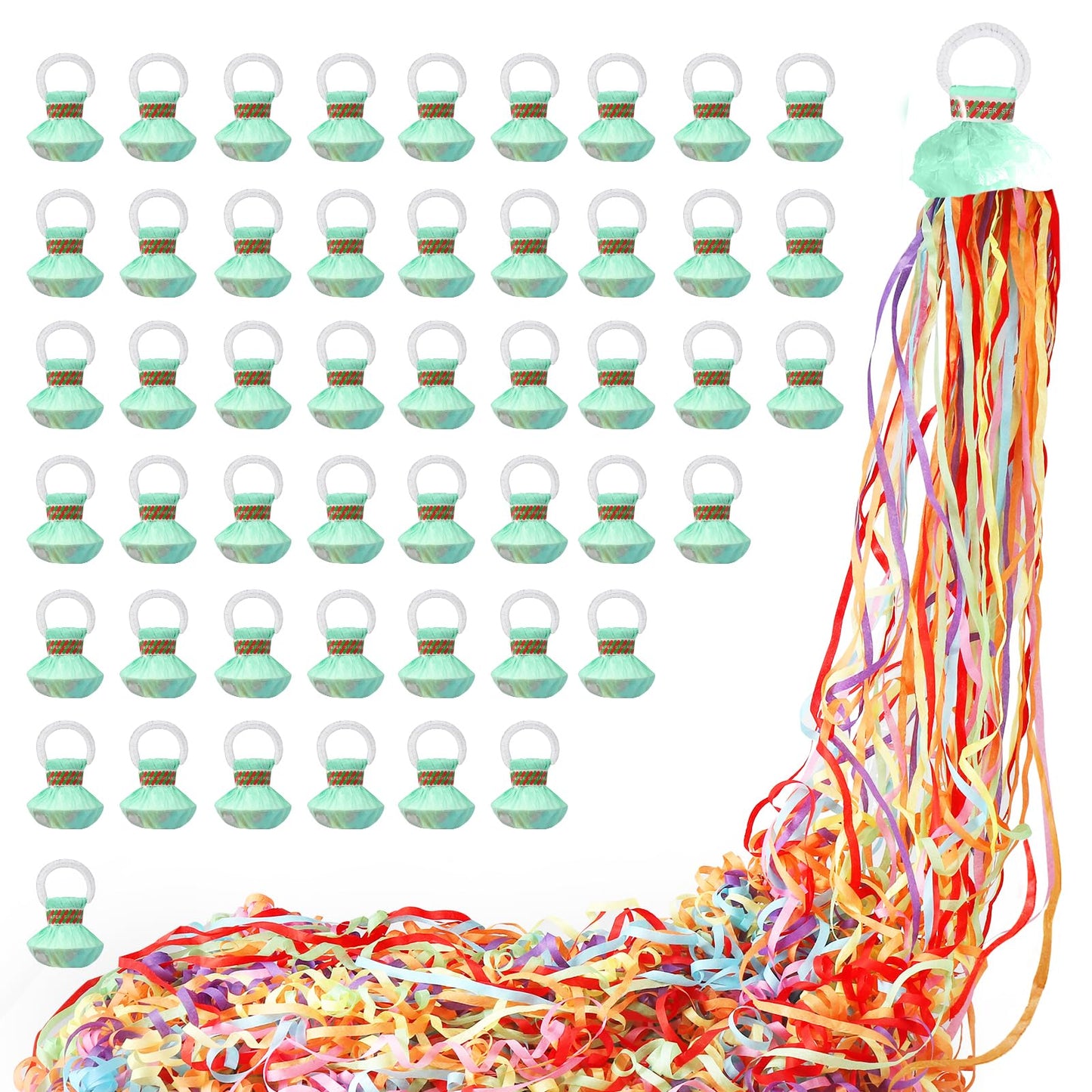 50pack No Mess Streamers,Romantic Colorful Confetti Poppers,Colorful Hand Throw Party poppers for Birthday,Wedding,Celebrations,