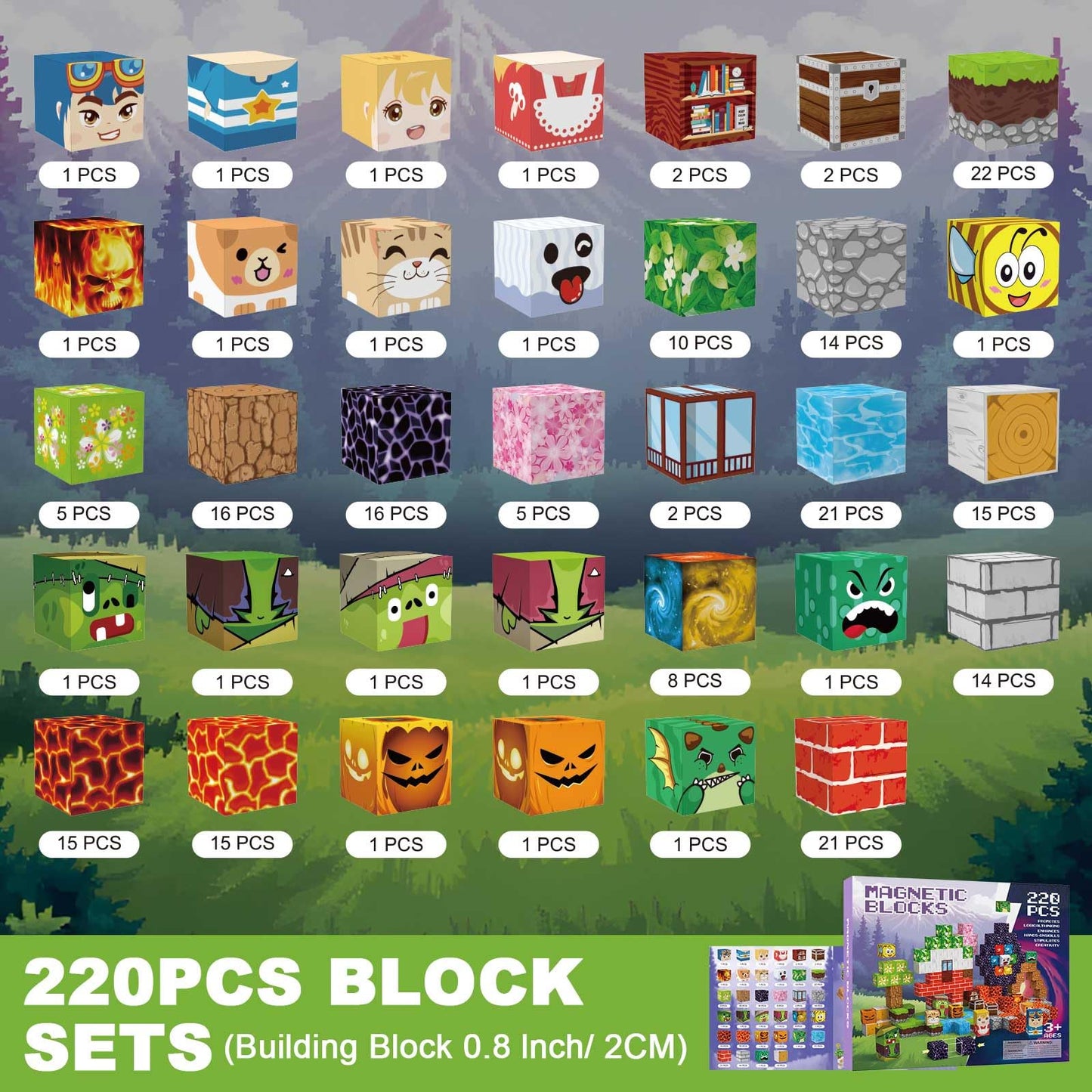 Crifeton Magnetic Blocks 220 Pcs Magnetic Building Blocks, 3+ Stem Montessori Sensory Toys, Magnetic Cube For For 3 4 5 6 7 8 9