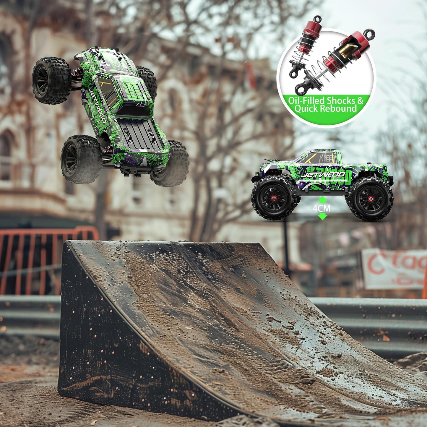 Jetwood 1/16 Fast Remote Control Car For Adults, Electric 4Wd Rtr Rc Cars, High Speed Rc Truck Gifts For Boys, Max 38 Kph Offroa