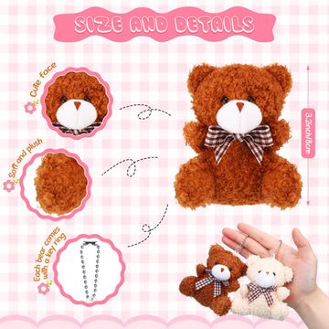 Hungdao 100 Pcs Mini Plush Bears Toys Bulk Brown 3.2 Inch Small Stuffed Plush Bears Cute Soft Tiny Stuffed Animal Toy Gifts For Diy Keychain Birthday Baby Shower Wedding Valentine‘S Day Party Favors