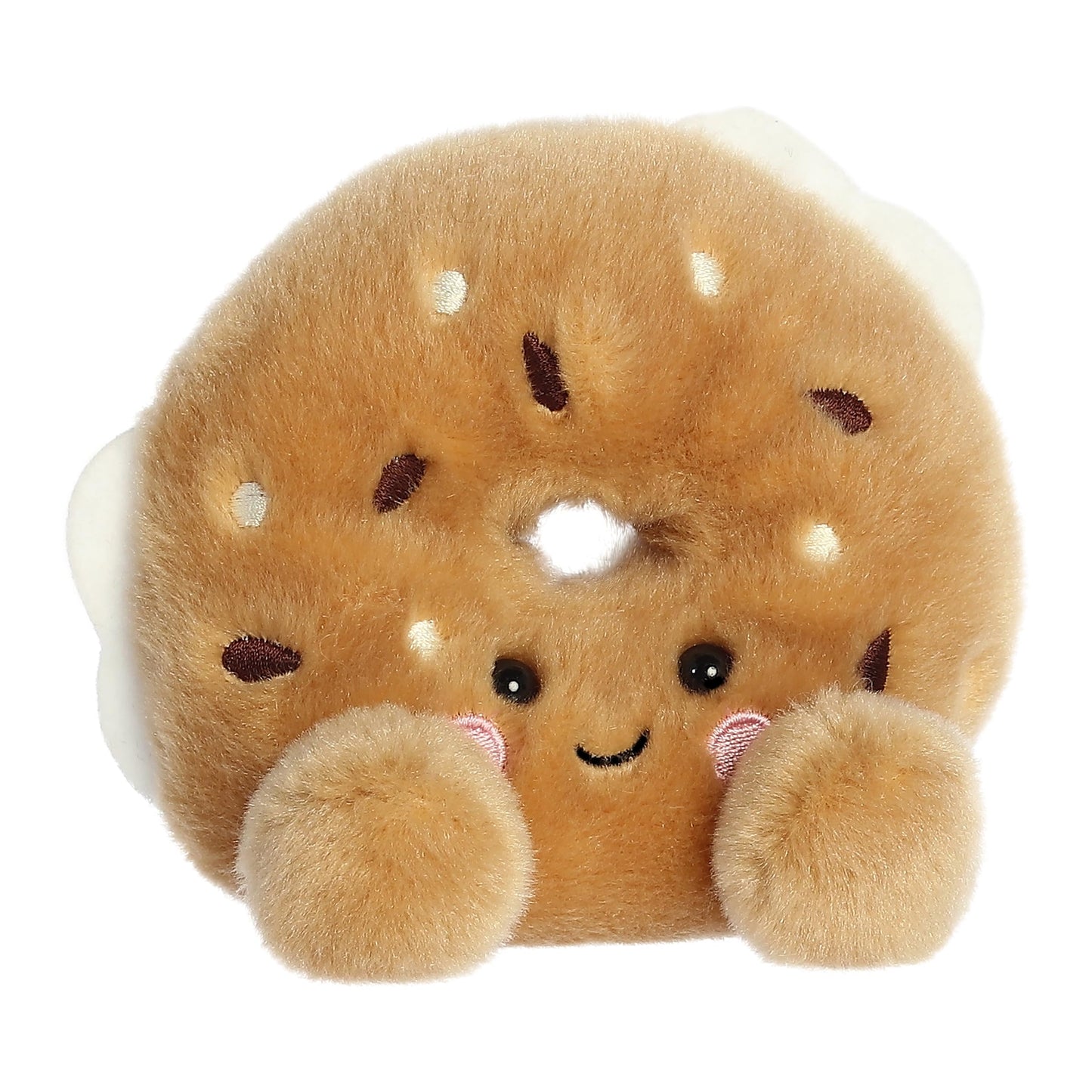 Aurora Adorable Palm Pals Tony Everything Bagel Stuffed Animal - Fun Collectible Plush for Kids and mature-themed Collectors - Perfect for Decorating Rooms and Birthday Gifts - Brown 5 Inches