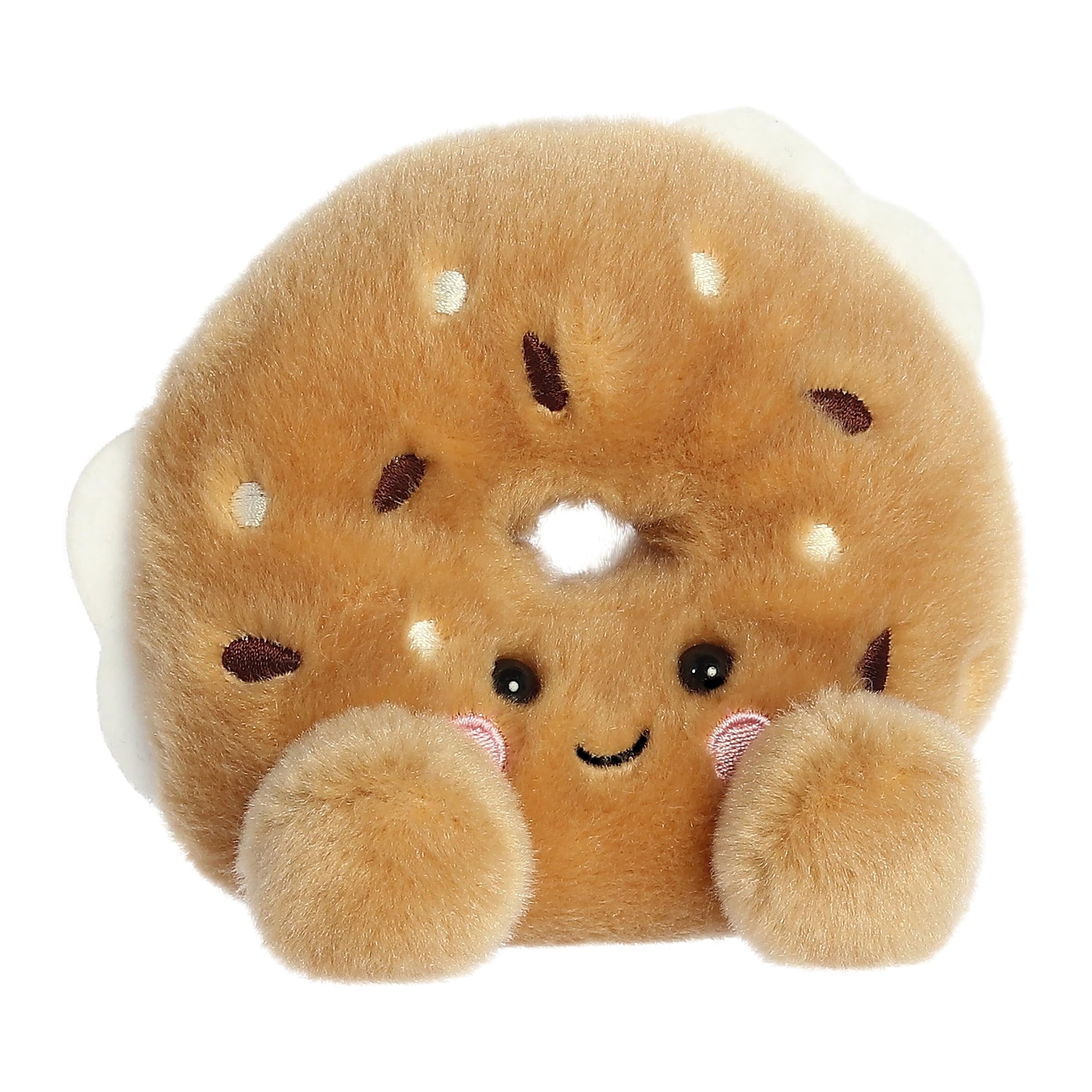 Aurora Adorable Palm Pals Tony Everything Bagel Stuffed Animal - Fun Collectible Plush for Kids and mature-themed Collectors - Perfect for Decorating Rooms and Birthday Gifts - Brown 5 Inches