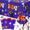Tegeme Bulk Halloween Tablecloth for Kids Party 108 x 54 Inch Disposable Plastic Rectangular Table Covers with Cute Cat Pumpkin 