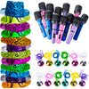 Tigerdoe Rock n Roll Party Favors - 36 Pc Set - Rock Star Party Hats, Disco Ball Necklaces, Inflatable Microphones - Rocker Part
