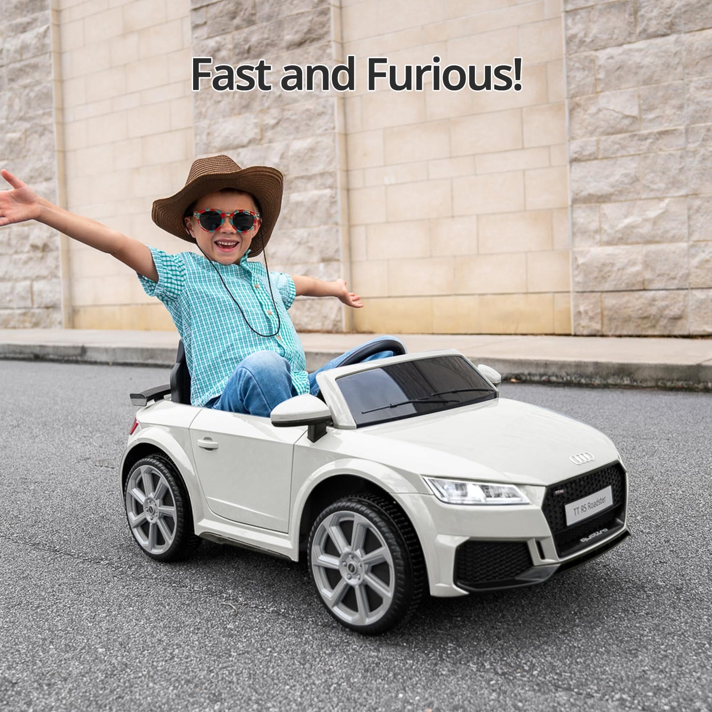 Hikiddo Electric Ride On Car For Kids, Licensed Audi 12V 7Ah Kids Ride-On Toy For Toddlers 3-5 Year Old Girls With Remote - Whit