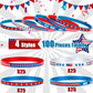Leitee 100 Pcs USA Silicone Bracelet Red White Blue American Flag Wristbands Veterans Day Memorial Party Accessories Decoration